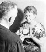 Marty Mann presenting nearly invisible Bill W. with first Gold Key award