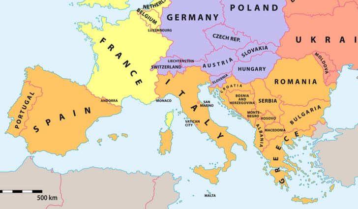 Map of southern Europe